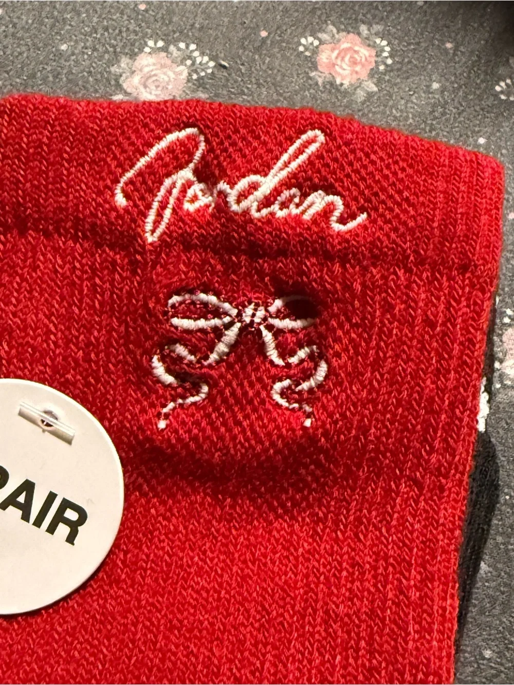 Jordan Red Cushioned Crew Socks 2-Pack with Black Accent